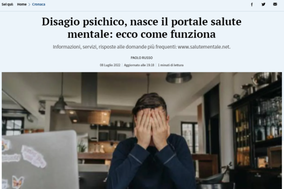 La Stampa. Disagio psichico, nasce il portale salute mentale: ecco come funziona