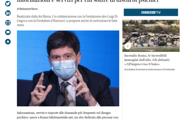 Corriere della Sera. Sanità, ecco il portale dedicato alla salute mentale: informazioni e servizi per chi soffre di disturbi psichici