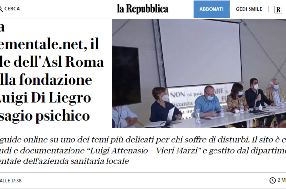 La Repubblica. Arriva salutementale.net, il portale dell’Asl Roma2 e della Fondazione Don Luigi Di Liegro sul disagio psichico