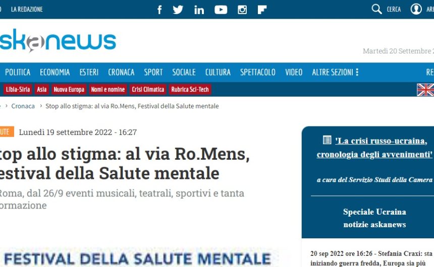 ask.romens AskaNews. Stop allo stigma: al via Ro.Mens, Festival della Salute mentale