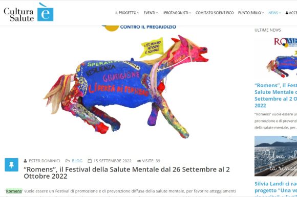 Cultura Salute è. “Romens”, il Festival della Salute Mentale dal 26 Settembre al 2 Ottobre 2022