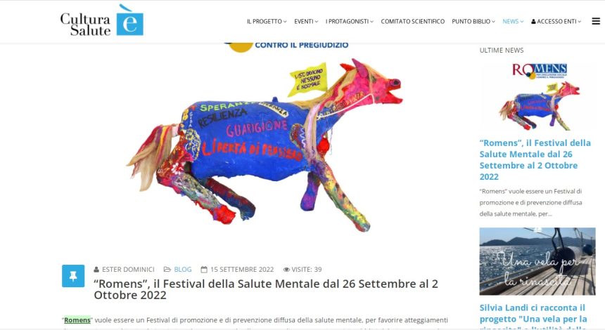 Cultura Salute è. “Romens”, il Festival della Salute Mentale dal 26 Settembre al 2 Ottobre 2022