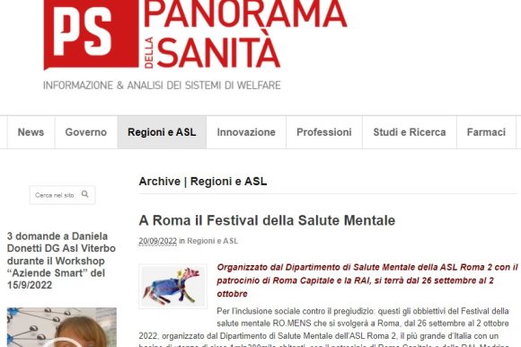 Panorama della Sanità. A Roma il Festival della Salute Mentale