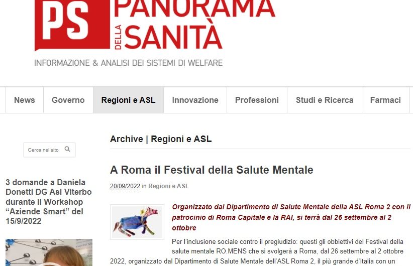 panorama.sanita.romens Panorama della Sanità. A Roma il Festival della Salute Mentale