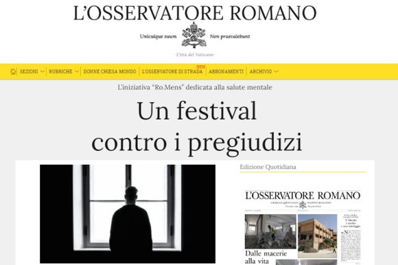 L’OSSERVATORE ROMANO. RO.MENS: Un festival contro i pregiudizi