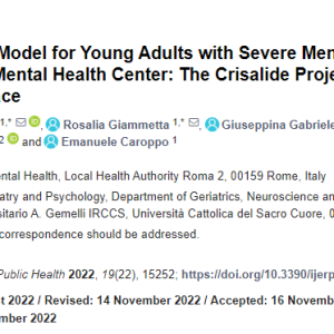 Il Progetto Crisalide e lo Spazio Potenziale: un modello di trattamento per giovani adulti