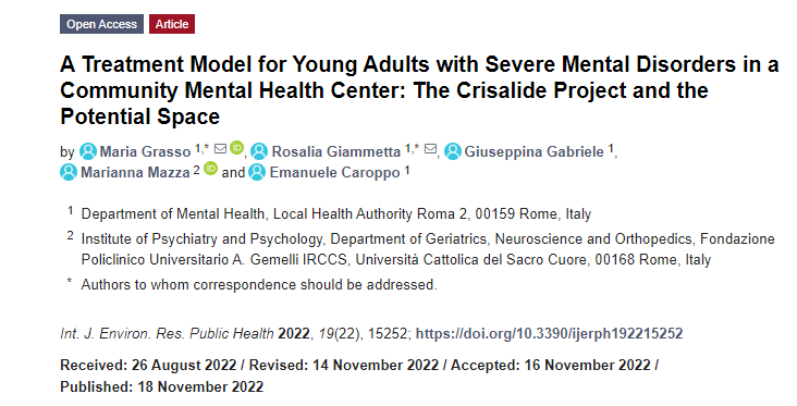 Il Progetto Crisalide e lo Spazio Potenziale: un modello di trattamento per giovani adulti