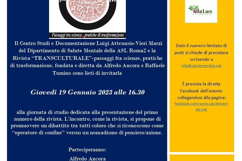 Incontro con l’Autore: R. Tumino e A. Ancora presentano la Rivista Transculturale