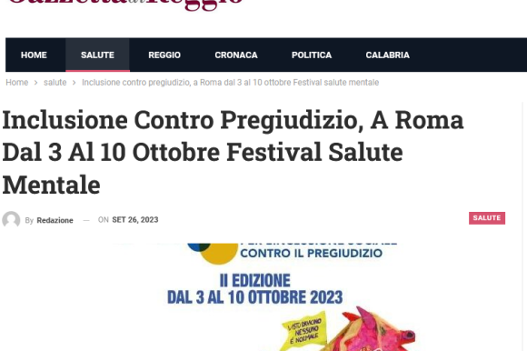 Inclusione contro pregiudizio, a Roma dal 3 al 10 ottobre Festival salute mentale