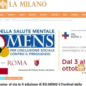 Roma: al via la II edizione di RO.MENS il Festival della Salute mentale dal 3 al 10 ottobre