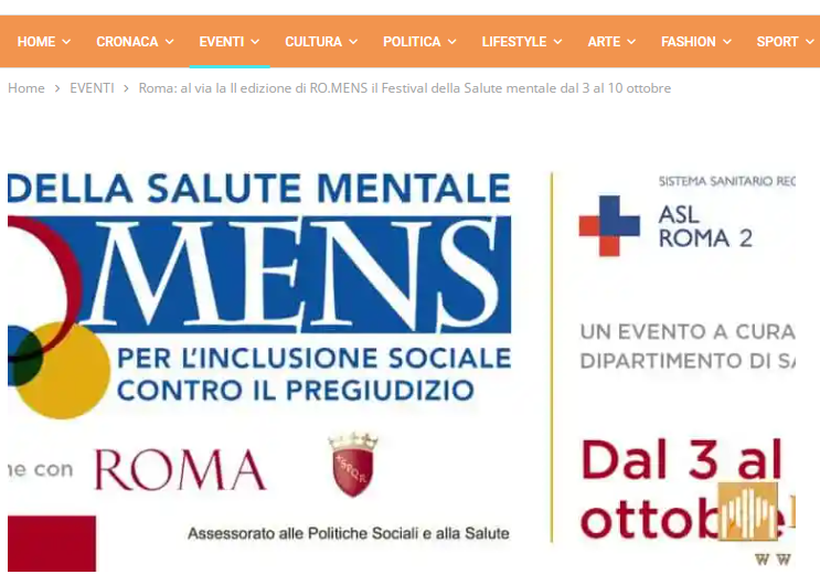 lamilano Roma: al via la II edizione di RO.MENS il Festival della Salute mentale dal 3 al 10 ottobre