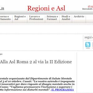 Salute mentale. Alla Asl Roma 2 al via la II Edizione di RO.MENS