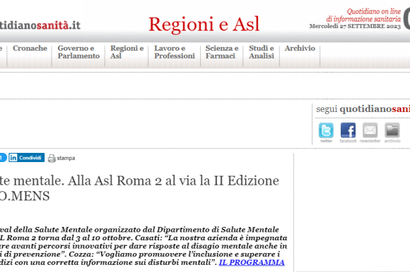 Salute mentale. Alla Asl Roma 2 al via la II Edizione di RO.MENS