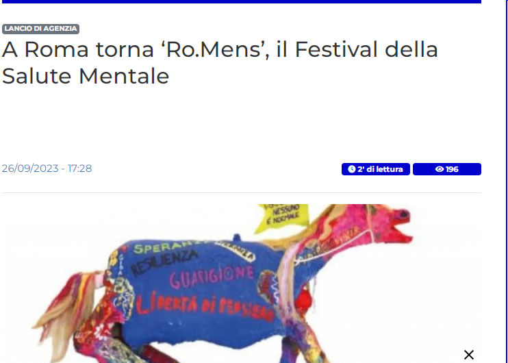vivere.italia Vivere Italia. A Roma torna ‘Ro.Mens’, il Festival della Salute Mentale dal 3 al 10 ottobre