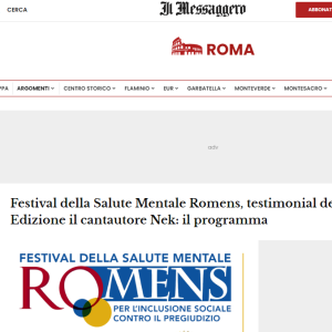 Festival della Salute Mentale Romens, testimonial della II Edizione Nek