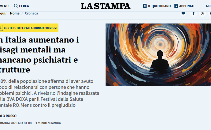 lastampa In Italia aumentano i disagi mentali ma mancano psichiatri e strutture