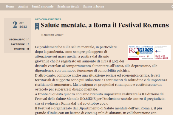Salute mentale, a Roma torna il Festival Ro.mens con la sua seconda edizione