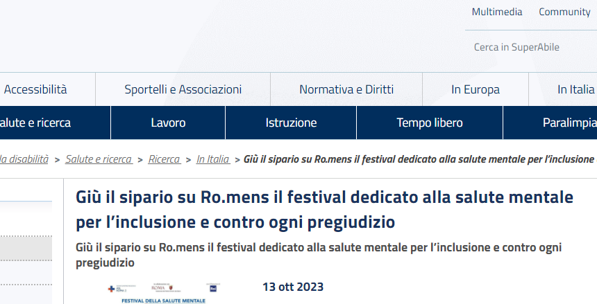 super Giù il sipario su Ro.mens il festival dedicato alla salute mentale per l’inclusione