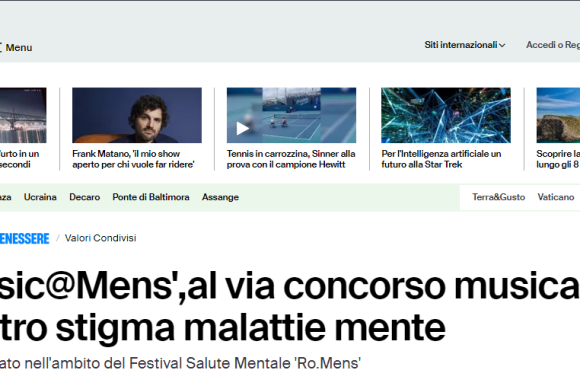 ‘Music@Mens’,al via concorso musica contro stigma malattie mente