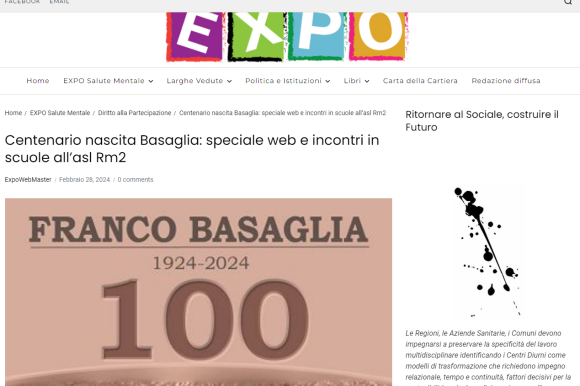 Centenario nascita Basaglia: speciale web e incontri in scuole all’asl Rm2
