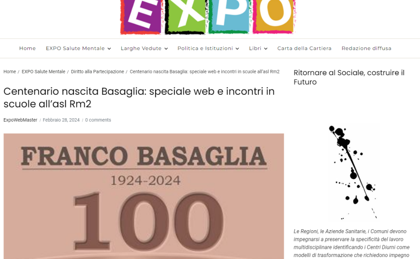 Centenario nascita Basaglia: speciale web e incontri in scuole all’asl Rm2