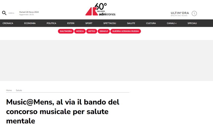 Music@Mens, al via il bando del concorso musicale per salute mentale