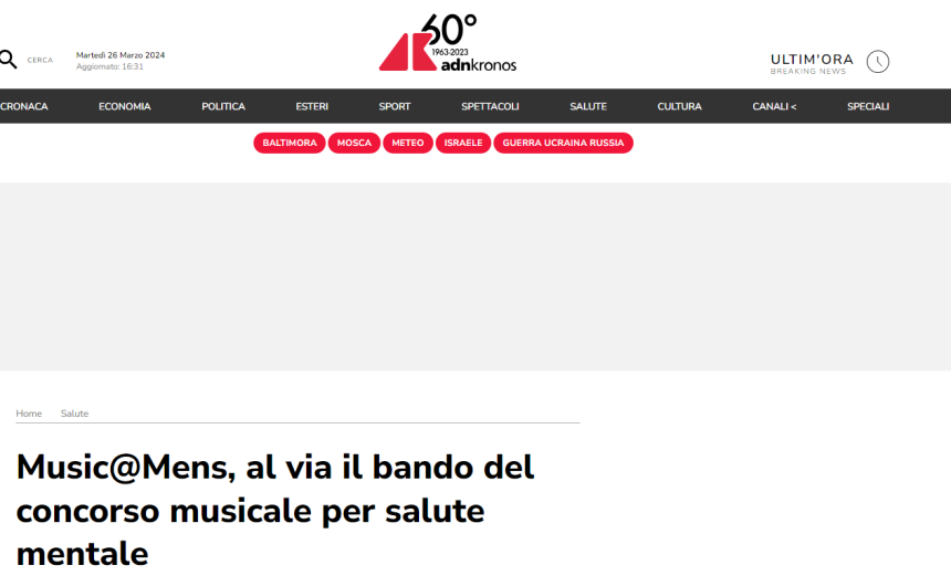 Music@Mens, al via il bando del concorso musicale per salute mentale