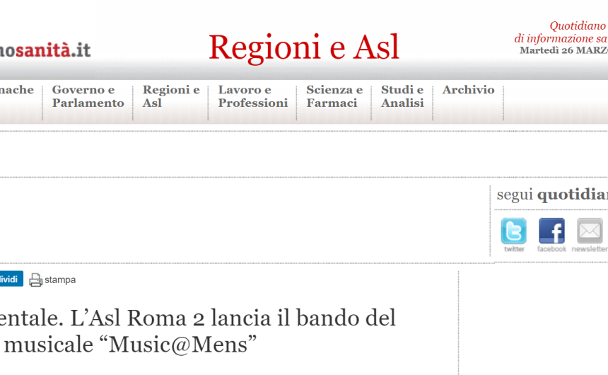 quotidianosanità Salute mentale. L’Asl Roma 2 lancia il bando del concorso musicale “Music@Mens”