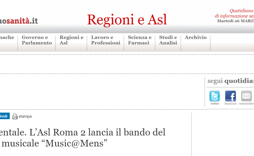 Salute mentale. L’Asl Roma 2 lancia il bando del concorso musicale “Music@Mens”