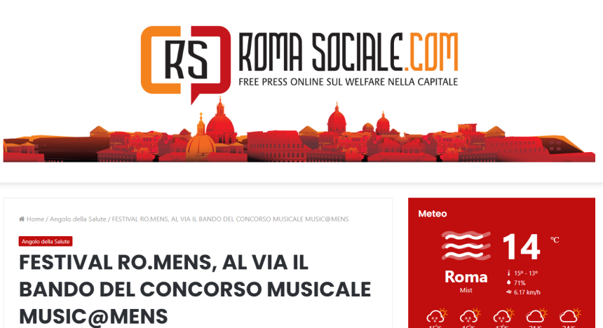 FESTIVAL RO.MENS, AL VIA IL BANDO DEL CONCORSO MUSICALE MUSIC@MENS