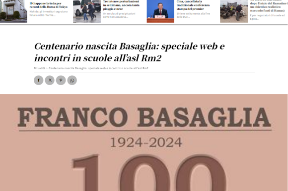 Centenario nascita Basaglia: speciale web e incontri in scuole all’asl Rm2