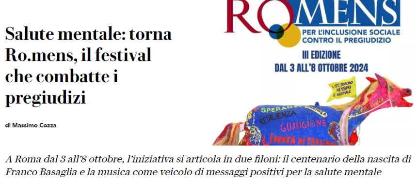 RO.MENS il Festival della Salute Mentale III edizione: le testate che ne parlano