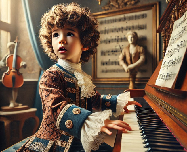 Mozart bambino che suona al pianoforte (1) Da bambino prodigio a genio sregolato: Mozart e le sue (tante) diagnosi contemporanee
