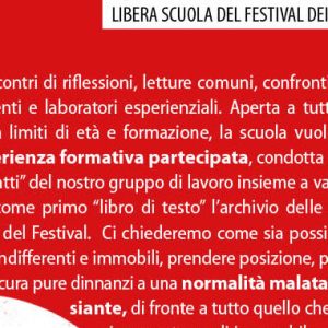 Libera Scuola del Festival dei Matti – edizione numero zero, ottobre /dicembre 2025